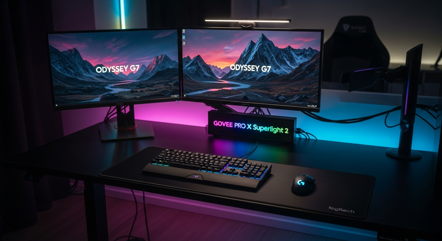 RGB Gaming Battle Station with Dual Monitors