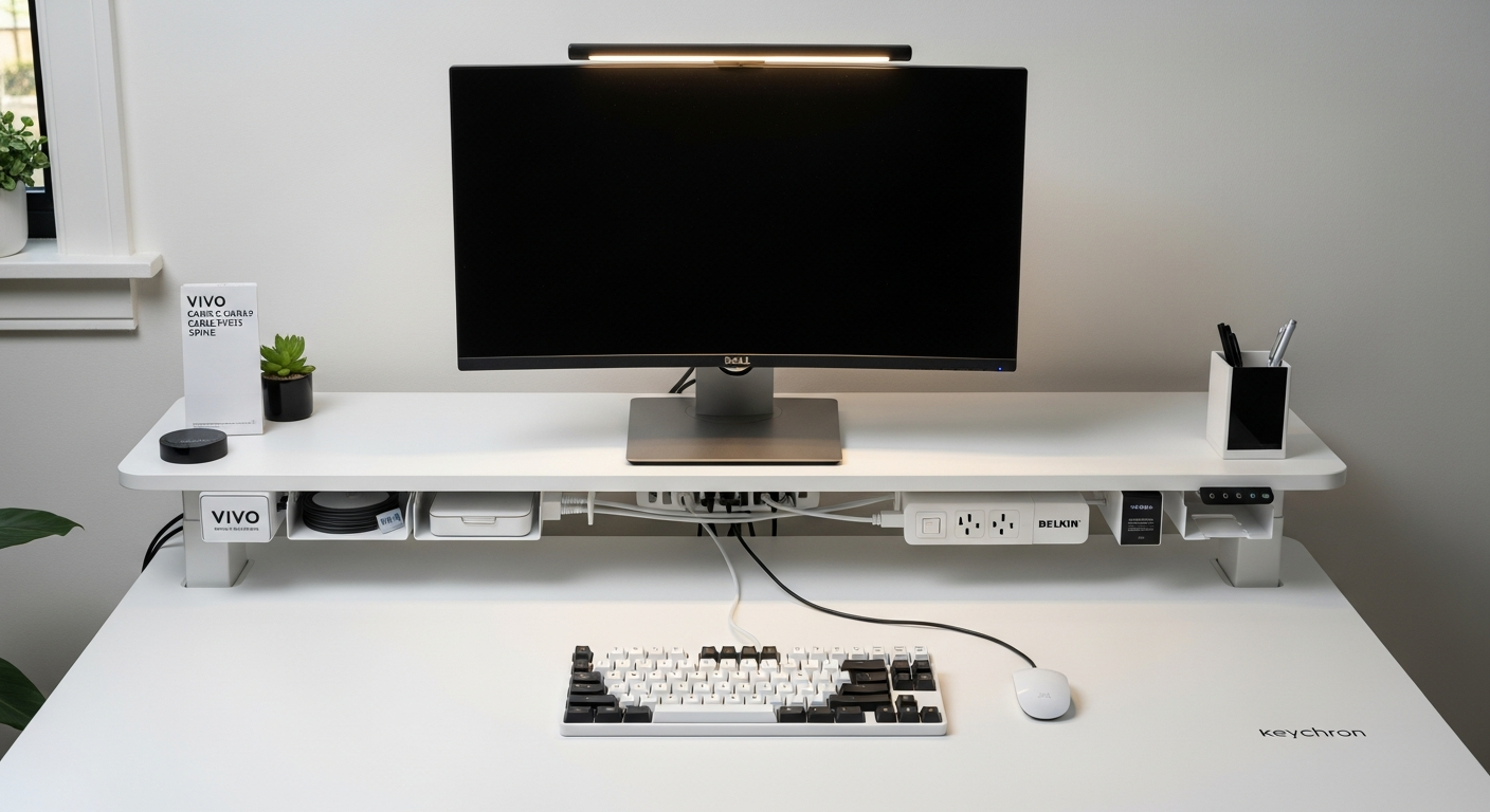 Clean Standing Desk Setup with Zero Visible Cables